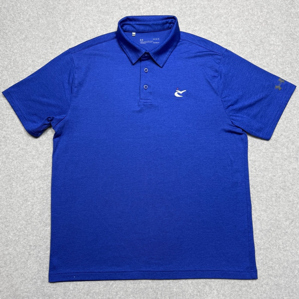 Under Armour Polo Shirt Mens Large Caves Valley Golf Club Blue Loose Performance